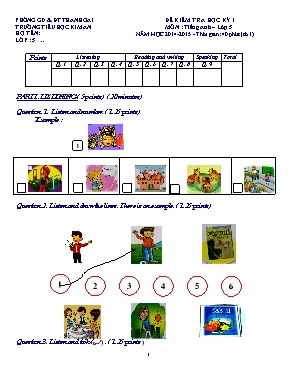 Đề kiểm tra học kì 1 môn Tiếng Anh Lớp 5 - Năm học 2014-2015 - Trường TH Kim An